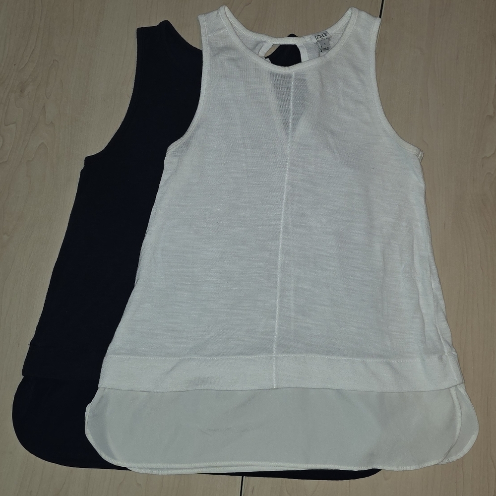 J. Crew Pair Dark Blue & White Sleeveless Tops